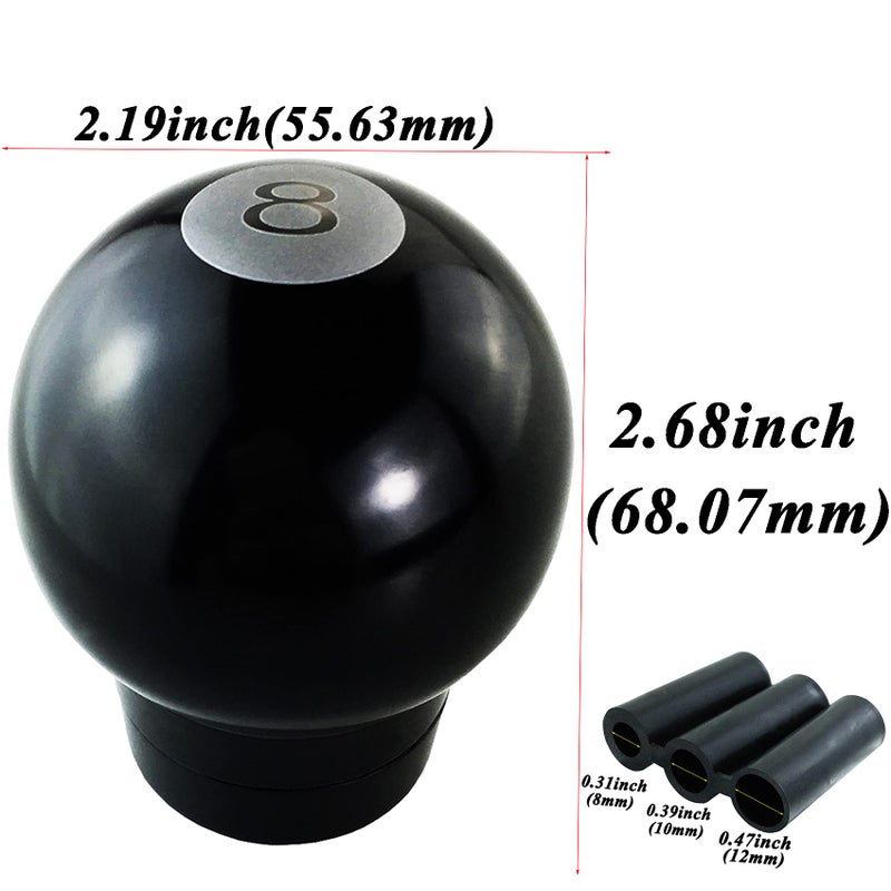 Abfer 8 Ball Shift Knob Car Gear Shifter Knobs Aluminum Stick Shifting Lever for Most Manual Truck Vehicle (Black) - Image 2